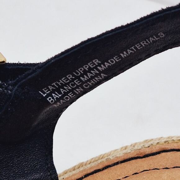 Born Monticello Knotted Wedge Espadrille Sandals Suede Leather 9 Open Toe Black - Picture 5 of 13